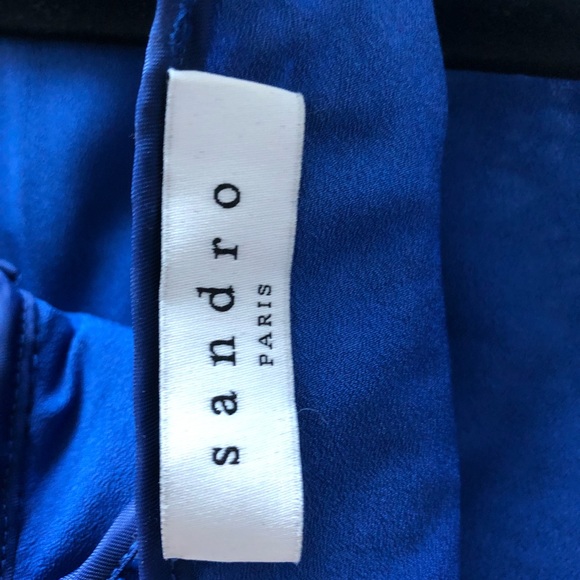 Sandro Blue and Black Bella Fluted Guipure Lace Mini Short Cocktail Dress - Picture 4 of 4